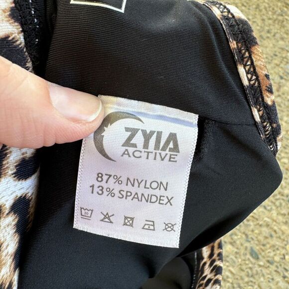 ZYIA Active Sports Bra Womens XS Tan Brown Brilliant Mesh Leopard Cheetah Print - Picture 11 of 12